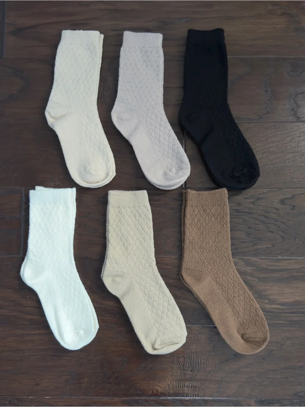 NWOT Crew Socks Women's Medium Diamond Pattern - Neutral 6-Pack